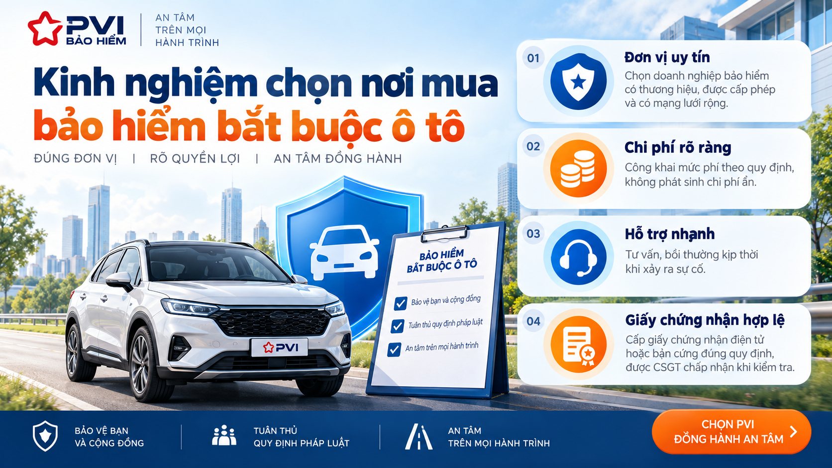 Cách mua bảo hiểm TNDS ô tô PVI online an toàn