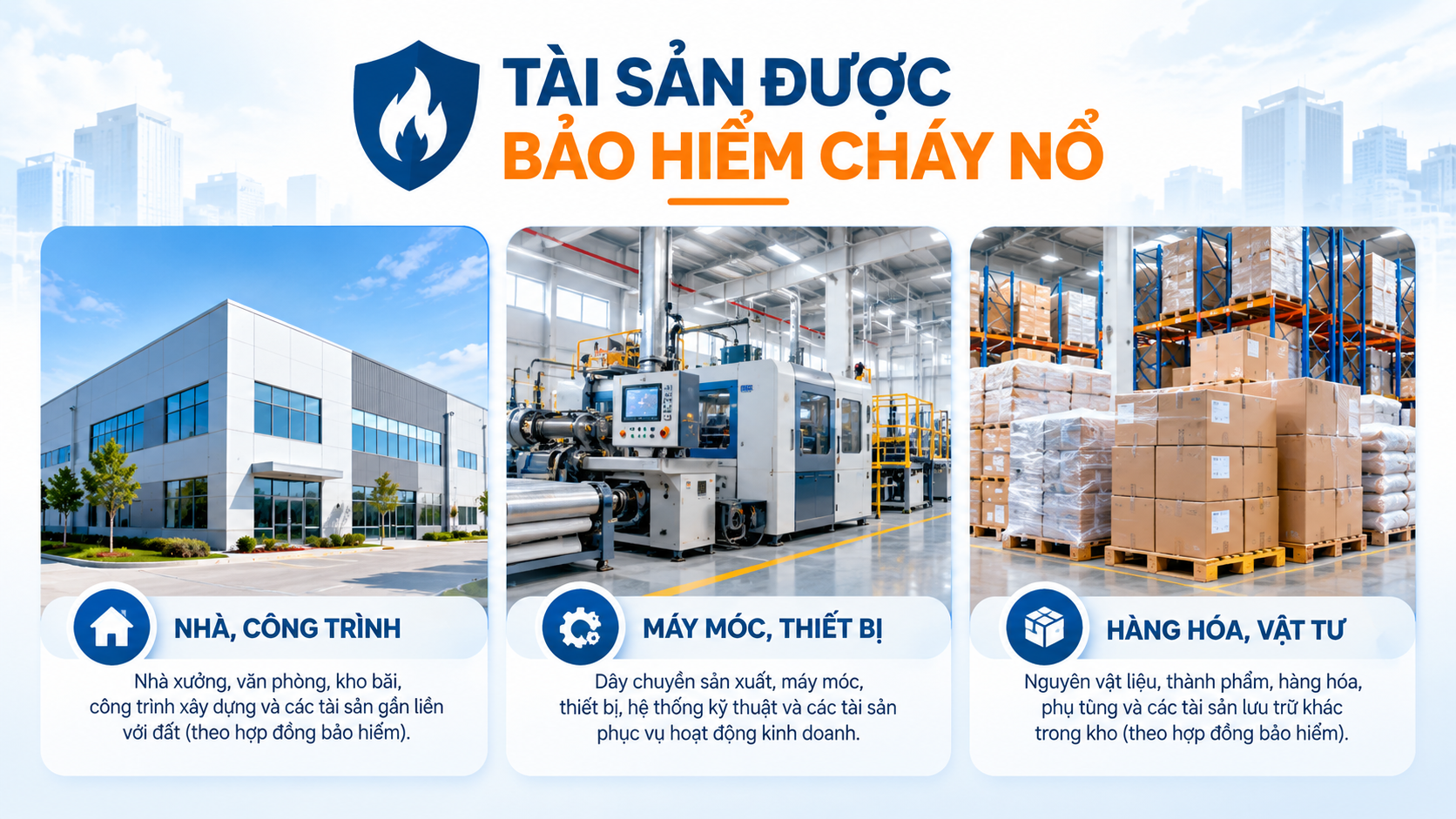 Các tài sản được bảo hiểm cháy nổ bắt buộc